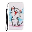 For Vivo V19 3D Colored Drawing Horizontal Flip PU Leather Case with Holder & Card Slots & Wallet(Red Mouth Cat) - 1