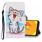 For Vivo Y11 (2019) 3D Colored Drawing Horizontal Flip PU Leather Case with Holder & Card Slots & Wallet(Red Mouth Cat) - 1