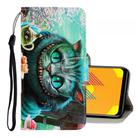 For Vivo Y11 (2019) 3D Colored Drawing Horizontal Flip PU Leather Case with Holder & Card Slots & Wallet(Green Eyes) - 1