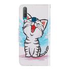 For Vivo Y17 / Y12 / Y15 3D Colored Drawing Horizontal Flip PU Leather Case with Holder & Card Slots & Wallet(Red Mouth Cat) - 3