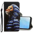 For Vivo Y19 3D Colored Drawing Horizontal Flip PU Leather Case with Holder & Card Slots & Wallet(Down Jacket Cat) - 1