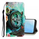 For Vivo Y19 3D Colored Drawing Horizontal Flip PU Leather Case with Holder & Card Slots & Wallet(Green Eyes) - 1