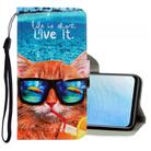 For Vivo Y19 3D Colored Drawing Horizontal Flip PU Leather Case with Holder & Card Slots & Wallet(Underwater Cat) - 1