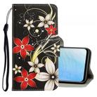 For Vivo Y19 3D Colored Drawing Horizontal Flip PU Leather Case with Holder & Card Slots & Wallet(Red Flower) - 1