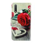 For Vivo Y19 3D Colored Drawing Horizontal Flip PU Leather Case with Holder & Card Slots & Wallet(Red Rose) - 3