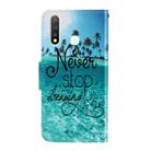 For Vivo Y19 3D Colored Drawing Horizontal Flip PU Leather Case with Holder & Card Slots & Wallet(Blue Coconut Grove) - 3