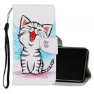 For Vivo Y50 / Y30 3D Colored Drawing Horizontal Flip PU Leather Case with Holder & Card Slots & Wallet(Red Mouth Cat) - 1