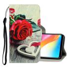 For Vivo Y91 / Y95 / Y91i 3D Colored Drawing Horizontal Flip PU Leather Case with Holder & Card Slots & Wallet(Red Rose) - 1