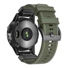 For Garmin Fenix 7X Steel Buckle Rubber Quick Release Watch Band(Army Green) - 2