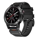 For Garmin Fenix 7 Steel Buckle Rubber Quick Release Watch Band(Black) - 1