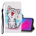 For Vivo Y91C  3D Colored Drawing Horizontal Flip PU Leather Case with Holder & Card Slots & Wallet(Red Mouth Cat) - 1