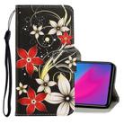 For Vivo Y91C  3D Colored Drawing Horizontal Flip PU Leather Case with Holder & Card Slots & Wallet(Red Flower) - 1