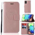 For Samsung Galaxy A71 5G Wind Chime Owl Embossing Pattern Horizontal Flip Leather Case, with Holder & Card Slots & Wallet(Rose Gold) - 1
