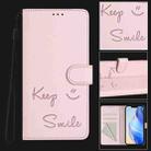 For iPhone 16 Pro Max Smile Embossing RFID Leather Phone Case(Pink) - 2