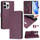 For iPhone 16 Pro Max Smile Embossing RFID Leather Phone Case(Violet) - 1