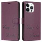 For iPhone 16 Pro Max Smile Embossing RFID Leather Phone Case(Violet) - 3