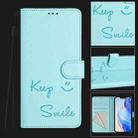 For iPhone 16 Pro Smile Embossing RFID Leather Phone Case(Mint Green) - 2