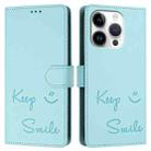 For iPhone 16 Pro Smile Embossing RFID Leather Phone Case(Mint Green) - 3