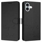 For iPhone 16 Plus Smile Embossing RFID Leather Phone Case(Black) - 3