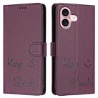 For iPhone 16 Smile Embossing RFID Leather Phone Case(Violet) - 3