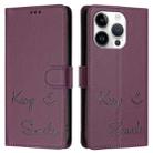 For iPhone 15 Pro Smile Embossing RFID Leather Phone Case(Violet) - 3