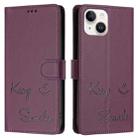 For iPhone 15 Smile Embossing RFID Leather Phone Case(Violet) - 3