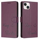 For iPhone 14 Plus Smile Embossing RFID Leather Phone Case(Violet) - 3