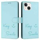 For iPhone 14 / 13 Smile Embossing RFID Leather Phone Case(Mint Green) - 3