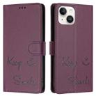 For iPhone 14 / 13 Smile Embossing RFID Leather Phone Case(Violet) - 3