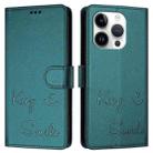 For iPhone 14 Pro Smile Embossing RFID Leather Phone Case(Peacock Green) - 3