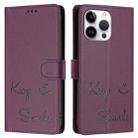 For iPhone 14 Pro Max Smile Embossing RFID Leather Phone Case(Violet) - 3