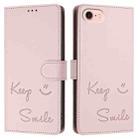 For iPhone SE 2022 / 2020 / 8 / 7 Smile Embossing RFID Leather Phone Case(Pink) - 3