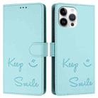 For iPhone 13 Pro Max Smile Embossing RFID Leather Phone Case(Mint Green) - 3