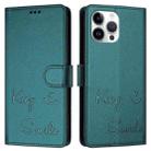 For iPhone 13 Pro Max Smile Embossing RFID Leather Phone Case(Peacock Green) - 3