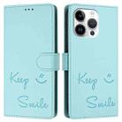 For iPhone 13 Pro Smile Embossing RFID Leather Phone Case(Mint Green) - 3