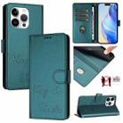 For iPhone 13 Pro Smile Embossing RFID Leather Phone Case(Peacock Green) - 1