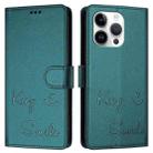 For iPhone 13 Pro Smile Embossing RFID Leather Phone Case(Peacock Green) - 3