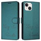 For iPhone 13 mini Smile Embossing RFID Leather Phone Case(Peacock Green) - 3
