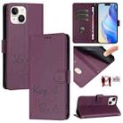 For iPhone 13 mini Smile Embossing RFID Leather Phone Case(Violet) - 1