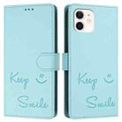 For iPhone 12 / 12 Pro Smile Embossing RFID Leather Phone Case(Mint Green) - 3