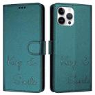 For iPhone 12 Pro Max Smile Embossing RFID Leather Phone Case(Peacock Green) - 3