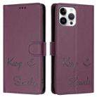 For iPhone 12 Pro Max Smile Embossing RFID Leather Phone Case(Violet) - 3