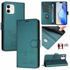 For iPhone 12 mini Smile Embossing RFID Leather Phone Case(Peacock Green) - 1