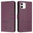 For iPhone 12 mini Smile Embossing RFID Leather Phone Case(Violet) - 3