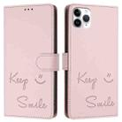 For iPhone 11 Pro Max Smile Embossing RFID Leather Phone Case(Pink) - 3