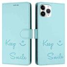 For iPhone 11 Pro Smile Embossing RFID Leather Phone Case(Mint Green) - 3
