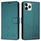 For iPhone 11 Pro Smile Embossing RFID Leather Phone Case(Peacock Green) - 3