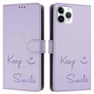 For iPhone 11 Pro Smile Embossing RFID Leather Phone Case(Light Purple) - 3