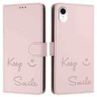 For iPhone XR Smile Embossing RFID Leather Phone Case(Pink) - 3