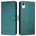 For iPhone XR Smile Embossing RFID Leather Phone Case(Peacock Green) - 3